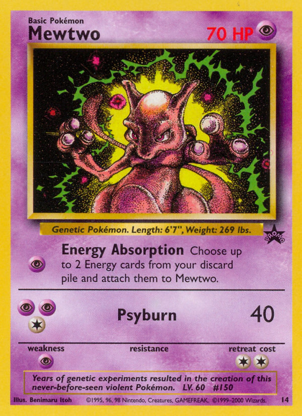 Mewtwo - 70 HP - Psychic - Energy Absorption [Psychic]: Choose up to 2 Energy cards from your discard pile and attach them to Mewtwo. - Psyburn [PsychicPsychicColorless] 40:  - Weakness: Psychic ×2